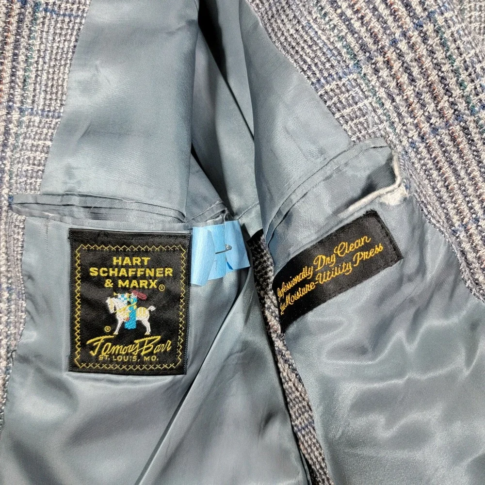 Hart Schaffner Marx Famous Barr‎ Vintage Sport Coat - Gray Blue - about 45R